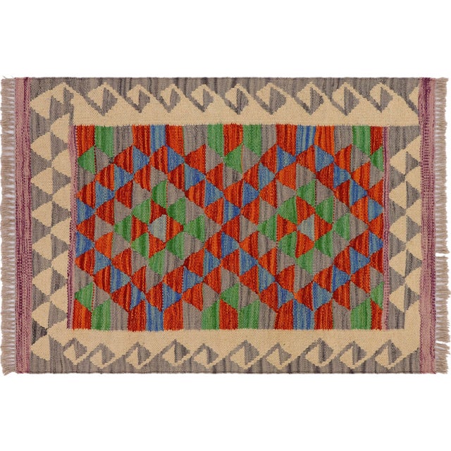 Southwestern Turkish Kilim Gray Beige Hand-Woven Wool Rug For Sale - Image 9 of 9