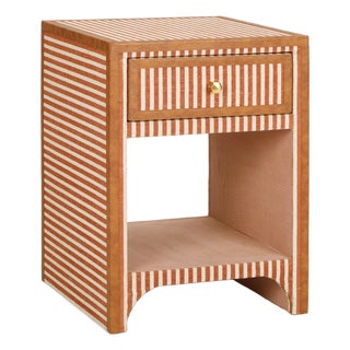 Kora Terracotta Cotton Jute Striped Nightstand For Sale