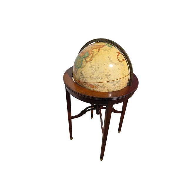 Wood 1980s Custom Mahogany Replogle Floor World Globe Heirloom Mahogany Stand Table For Sale - Image 7 of 15