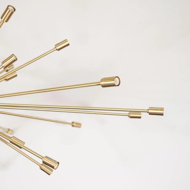 Satin Finish Brass Sputnik Chandelier by Marcelo Bessa For Sale In New York - Image 6 of 10