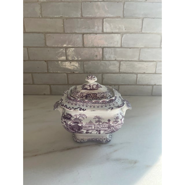 Purple Antique Purple Transferware Staffordshire Sugar Bowl T. Mayer Longport Canova For Sale - Image 8 of 8