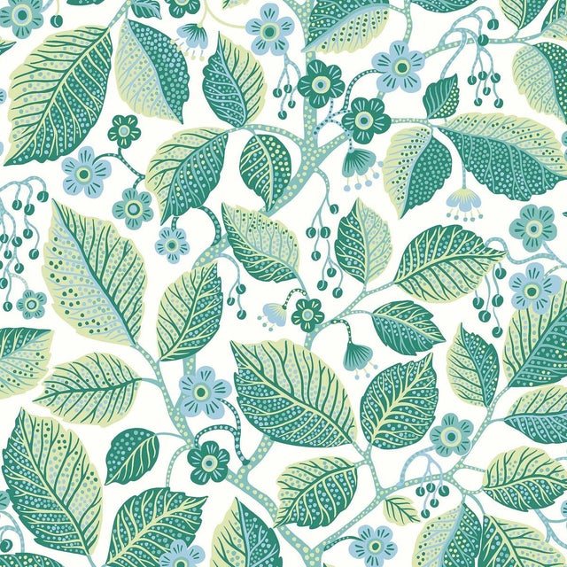 Borastapeter Sample - Boråstapeter Elm Tree Wallcovering In Blue And Green For Sale - Image 4 of 4