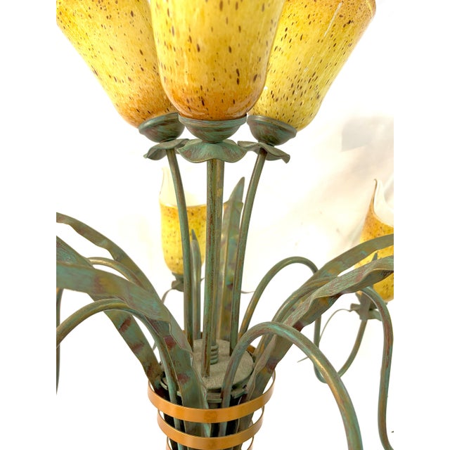 Vintage Eurofase 'Cala Lily' Art Glass 9-Light Chandelier For Sale - Image 12 of 16