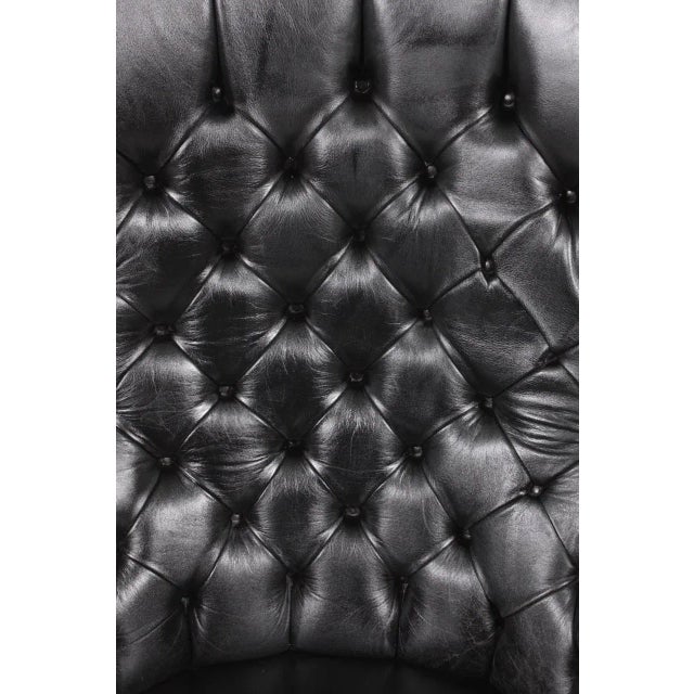 Mid-Century Modern MId-Century Wingback Chair in Patinated Leather, Denmark, 1950s For Sale - Image 3 of 8