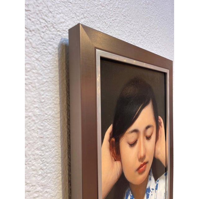 Early 21st Century The Sound of Prayer by Kazuya Ushioda | Oil on Panel Portrait of a woman in traditional clothing. For Sale - Image 5 of 5