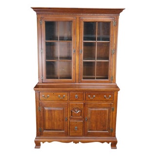 Late 20th Century Lexington Bob Timberlake Cherry Step Back Display Cabinet Buffet Hutch Bookcase For Sale