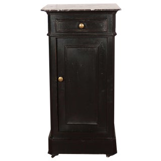 French Painted Bedside Table with Marble Top, 1890s For Sale