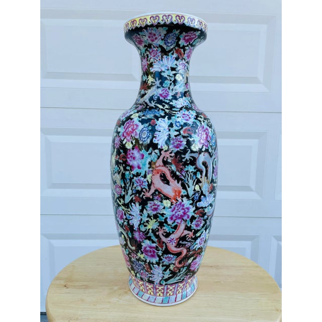 Antique Late 19th Century Chinese Imperial Famille Noir Porcelain Vase For Sale - Image 9 of 9