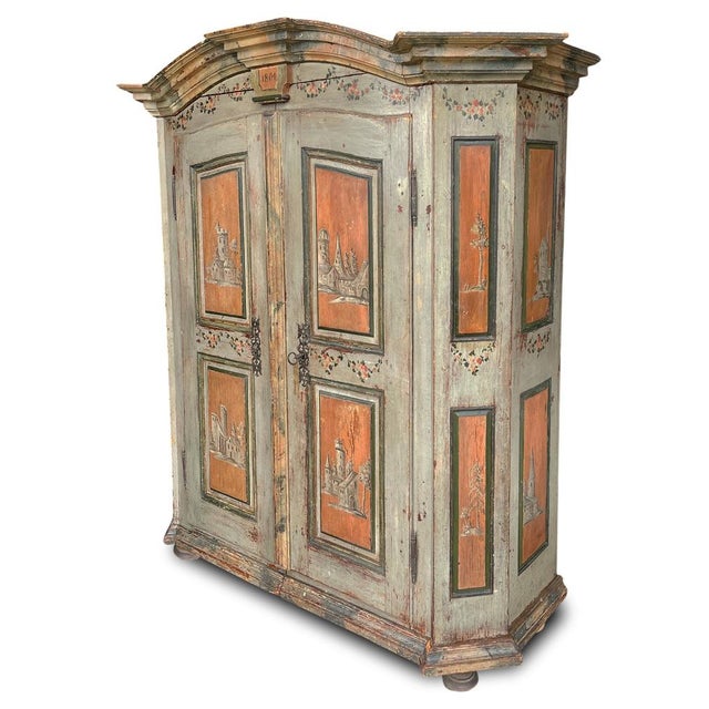 Two-door painted wardrobe, dated 1804 A refined example of continental cabinet making and decoration: this unique two-door...