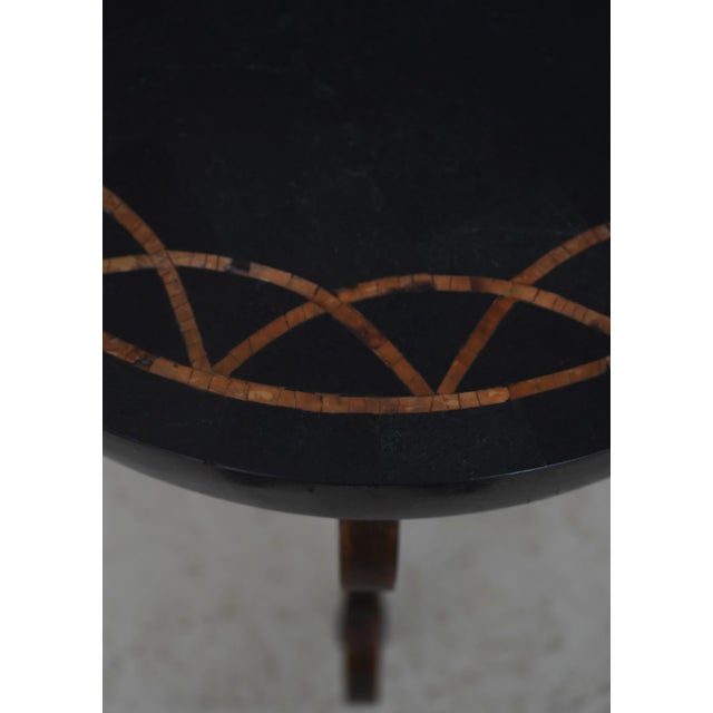 1980s Tessellated Marble Stone Top Iron Base Side Table For Sale - Image 5 of 13