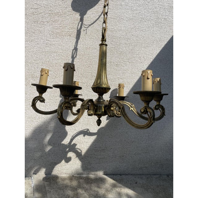 Louis XV Style Brass Chandeliers, 1950s, Set of 2 For Sale - Image 3 of 7
