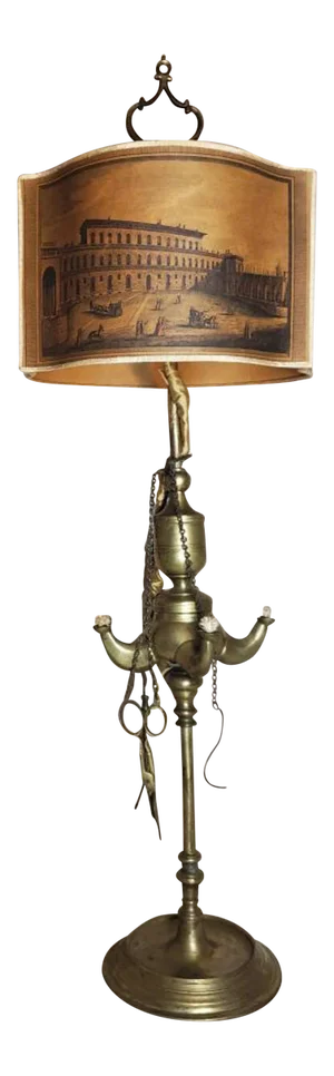 19th Century Italian Brass Lucerne Whale Oil Lantern Electrified Table Lamp