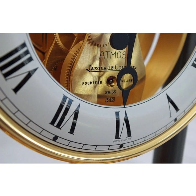 Brass VTG Jeager Lecoultre Atmos 150th Anniversary Clock Gilt Brass Box & Glass Dome For Sale - Image 8 of 18