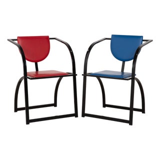 Cosinus Chairs in Blue and Red Leather from KFF, Set of 2 For Sale