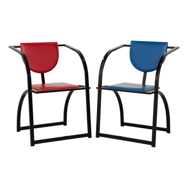 Cosinus Chairs in Blue and Red Leather from KFF, Set of 2 For Sale