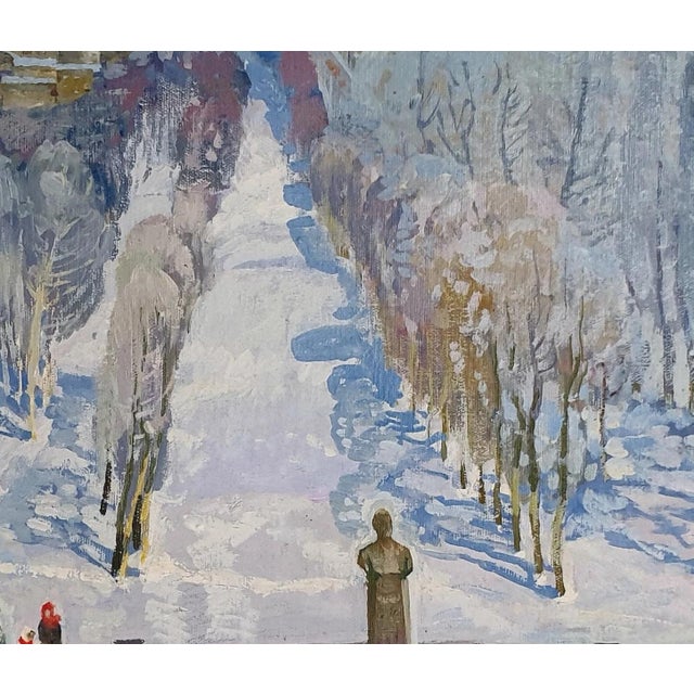 1970s Ukrainian Impressionism: Winter Landscape Oil Painting 59-69 For Sale - Image 4 of 6