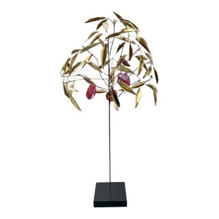 Curtis Jere Style Mid-Century Brutalist Copper & Brass Tree Sculpture For Sale