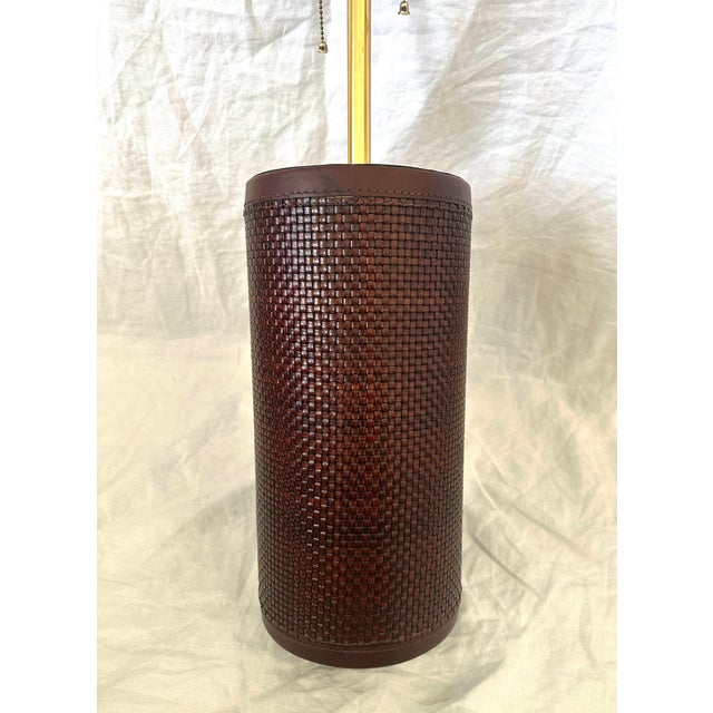 MCM Baker Knapp & Tubbs Wrapped Woven Leather w/Brass Hardware Woven leather with a band of leather at top and bottom and...