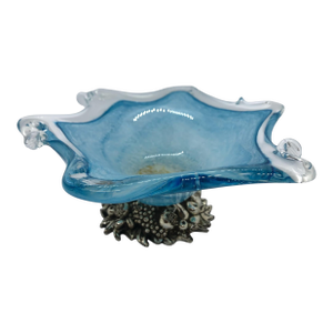 Mid 20th Century Creazioni Exclusive Murano Glass Bowl on Sculpted Fruit & Foliage Base