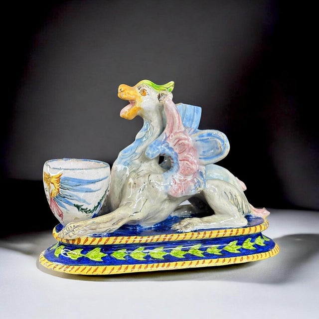 Antique Italian Majolica Dragon Stand, 1890s For Sale - Image 11 of 11