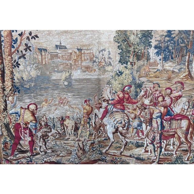 This is a large medieval style tapestry which is 8' 7 X 6' 10 ft. This is a reproduction of a famous tapestry now in the...