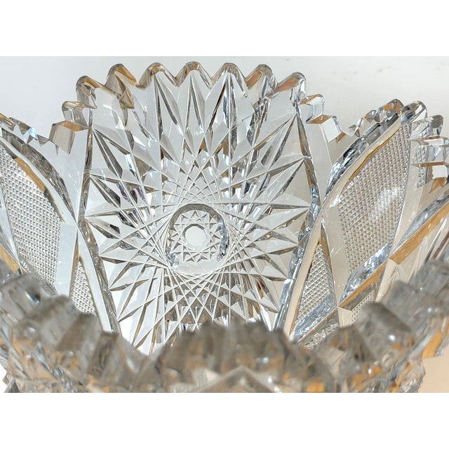 Transparent Monumental American Brilliant Period Exhibition Cut Glass Trumpet Vase, Hawkes For Sale - Image 8 of 18