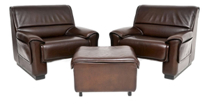 Vintage Leather Armchairs and Ottoman from de Sede, 1960s, Set of 3