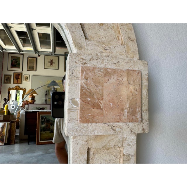 Vintage Maitland-Smith Style Tessellated Stone Arched Wall Mirror For Sale - Image 11 of 12