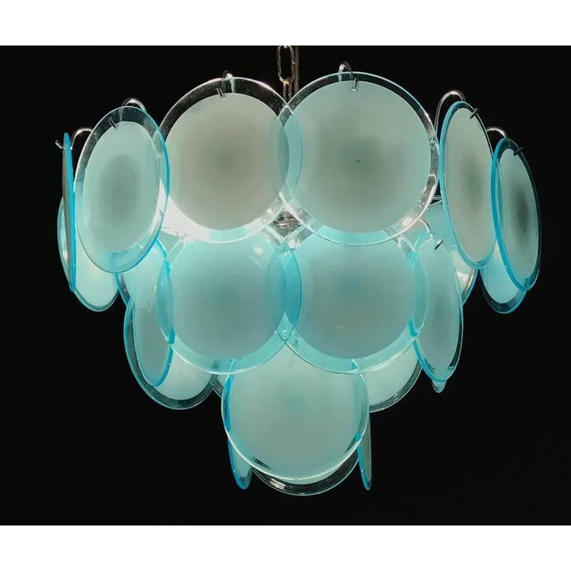Blue Turquoise Disc Murano Ceiling Lamp from Vistosi, 1970s For Sale - Image 9 of 12