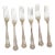 London 19thc Queens Pattern Sterling Silver 7" Salad Fork Griffin Mono Set of 6 For Sale