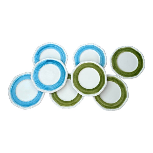 Set/8 Mane Lion Italian Bamboo Dinner Plates/Chargers For Sale