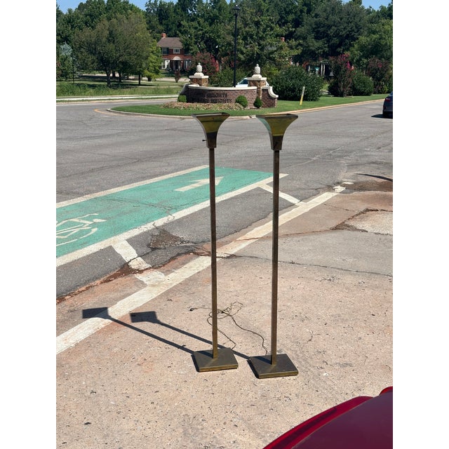 Pair of 1970s Brass Torchieres For Sale - Image 11 of 11