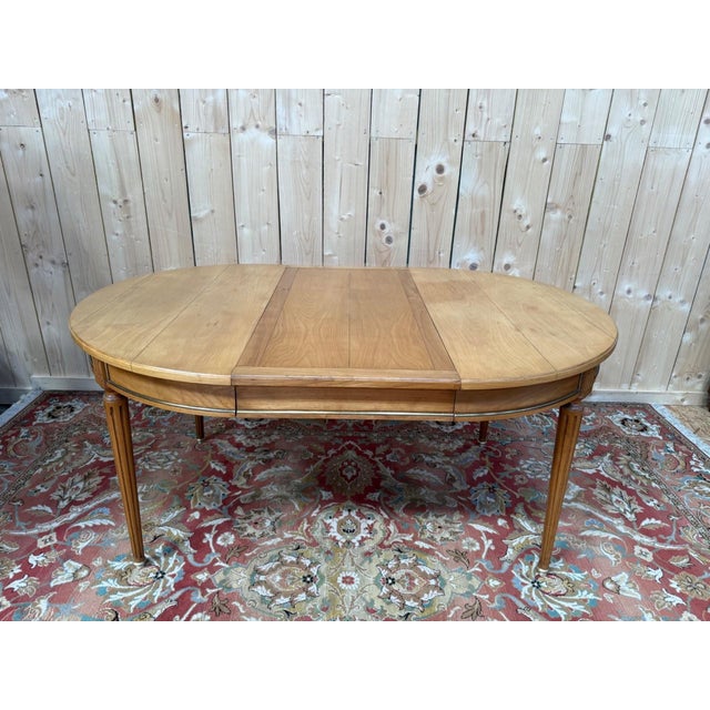 Louis XVI Style Extendable Round Table in Cherrywood with Brass Feet, 1890s For Sale - Image 4 of 9