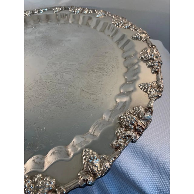 1920s Large English Silverplated Serving Tray Platter For Sale - Image 6 of 13