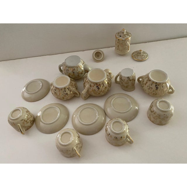 1950s Vintage Gold Filagree Childs Tea Set- 17 Pieces For Sale - Image 5 of 11