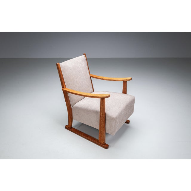Pink Oak Armchair with Curved Armrests, 1940s For Sale - Image 8 of 17