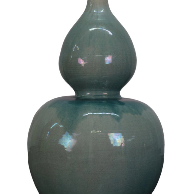 Turquoise Bottle Gourd Vase For Sale - Image 4 of 7