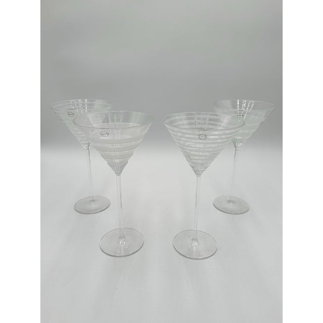 Salviati Murano Graffiati and Bassorilievi Martini Glasses