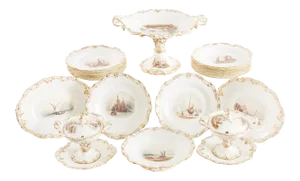 Antique English Porcelain Luncheon Service, 24 Pieces