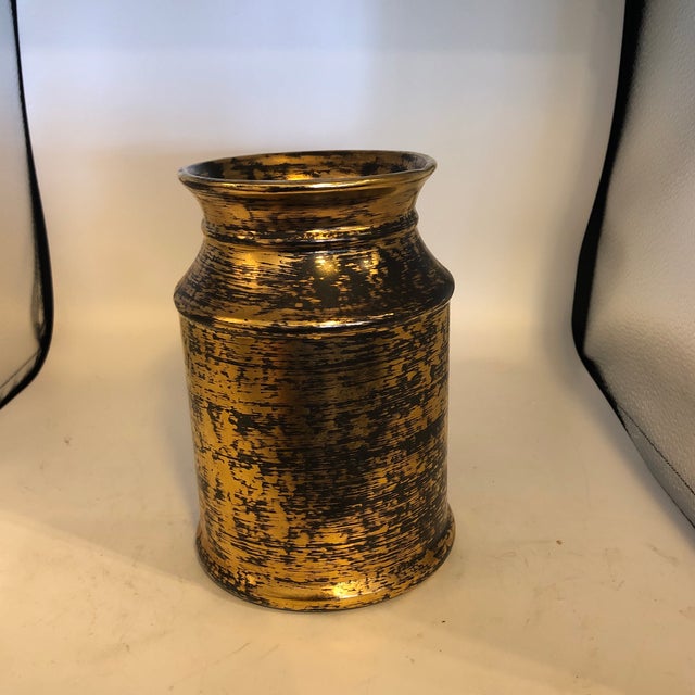 1980s Hollywood Regency Stangl Black and Gold Vase For Sale In Miami - Image 6 of 6