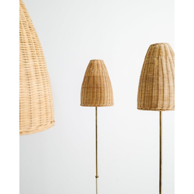 Mid-Century Swedish S-1871 Floor Lamp in Metal & Rattan from Hans-Agne Jakobsson, Sweden, 1950s For Sale - Image 3 of 13