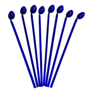 1940s Italian Art Deco Hollywood Regency Glass Swizzle Stick Spoons & Straws - Set of 8.