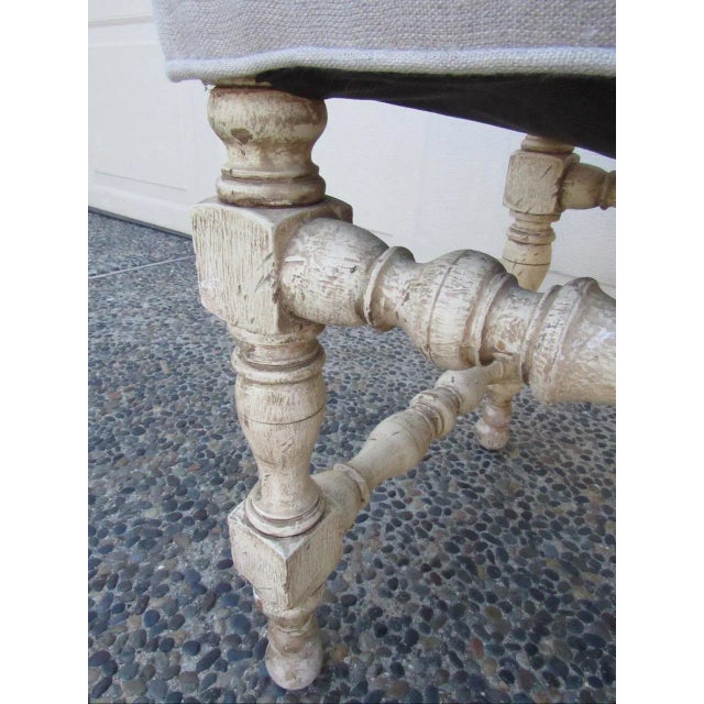 Vintage Painted Turned Wood Bench For Sale - Image 12 of 16