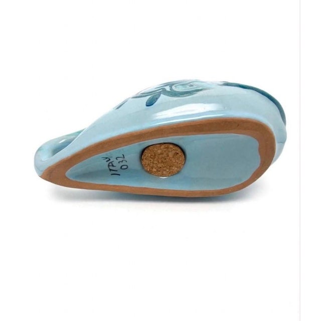 Vintage Peck and Peck Italian Ceramic Whale Piggy Bank Raymor Style 1960s Aqua Blue Teal MCM Bank Italy 032 For Sale In Palm Springs - Image 6 of 7