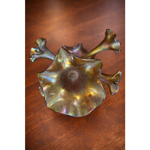 19th Century Antique Art Nouveau Loetz Iridescent Glass Epergne For Sale - Image 5 of 5