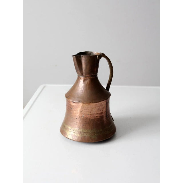 Metal Antique Hammered Copper Piutcher For Sale - Image 7 of 12