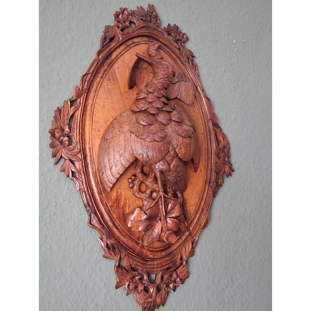 Walnut Black Forest Hunting-Wall with Birds, 1920s For Sale - Image 3 of 9
