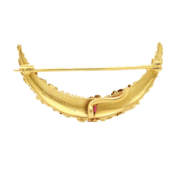 Gold Antique 'Gold Rush' Montana Gold Watch Holder Pin or Brooch For Sale - Image 8 of 12