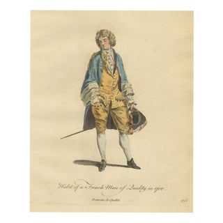 Jefferys, French Man of Quality in 1700 in a Blue Coat, Jefferys Costume Plate, 1757, Engraving For Sale