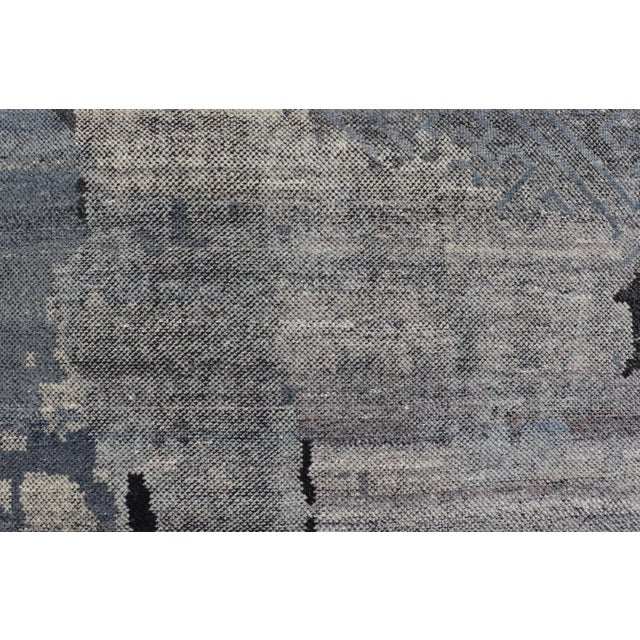 Silver Indian Modern Abstract Area Rug With All-Over Modern Design For Sale - Image 8 of 13